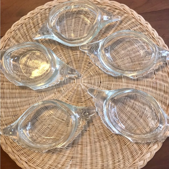 GLASBAKE CRAB DISH, J-116 CLEAR GLASS, SET OF 5 made in USA. - Picture 8 of 8